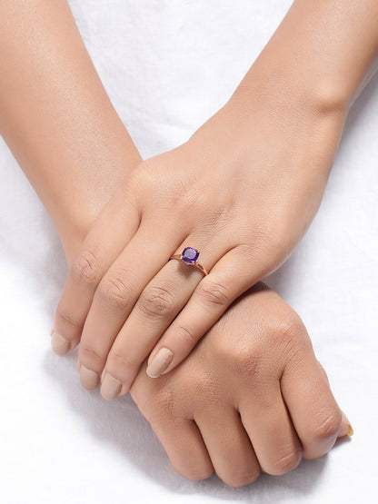 Tiramisu 1.46 Ct Amethyst Solid 10k Rose Gold Ring Jewelry