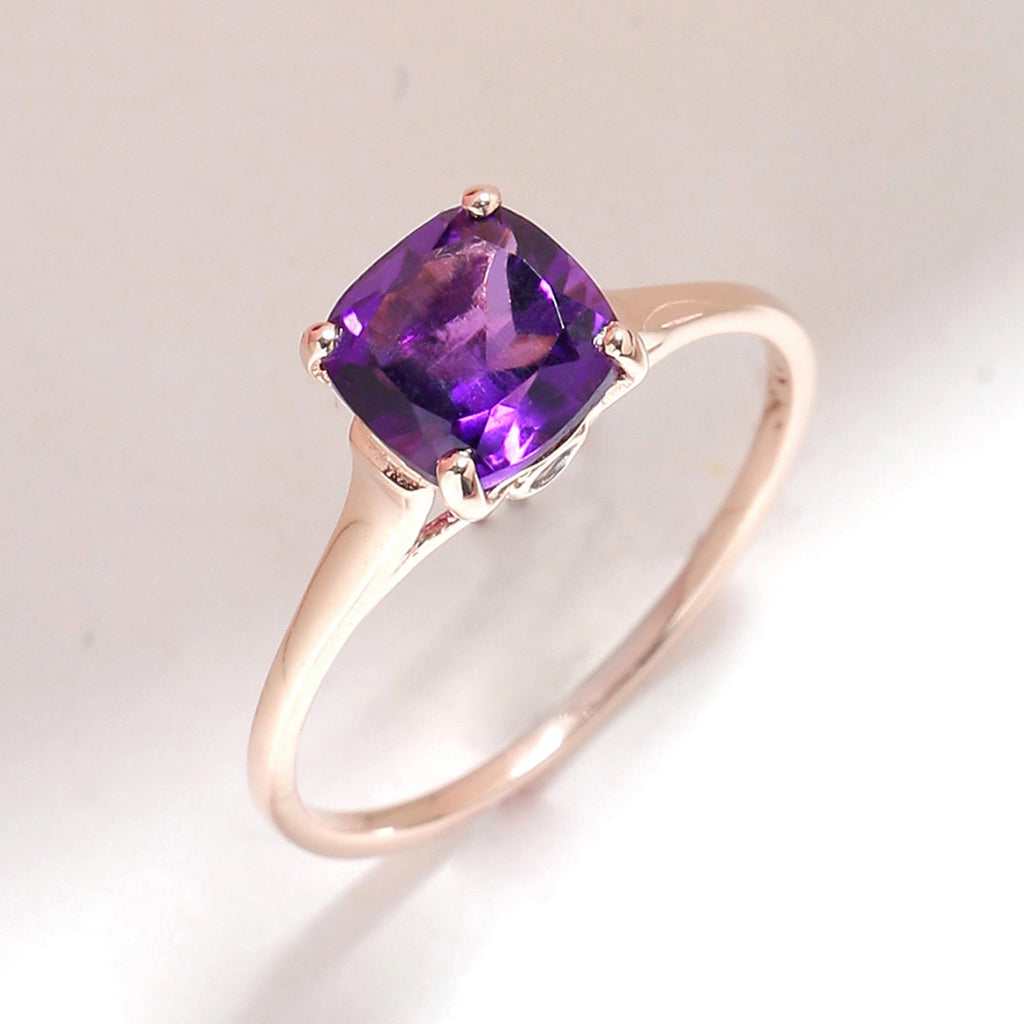 Tiramisu 1.46 Ct Amethyst Solid 10k Rose Gold Ring Jewelry