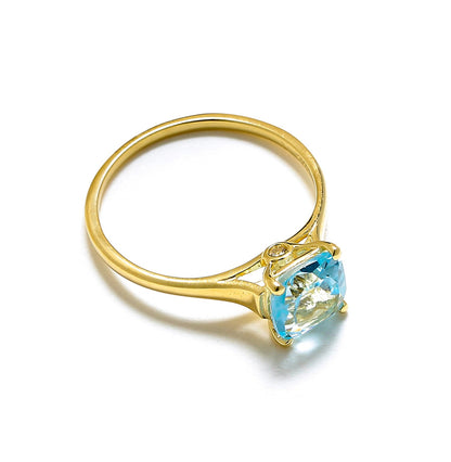 Tiramisu 1.74 ct Sky Blue Topaz Solid 10k Gold Solitaire Ring