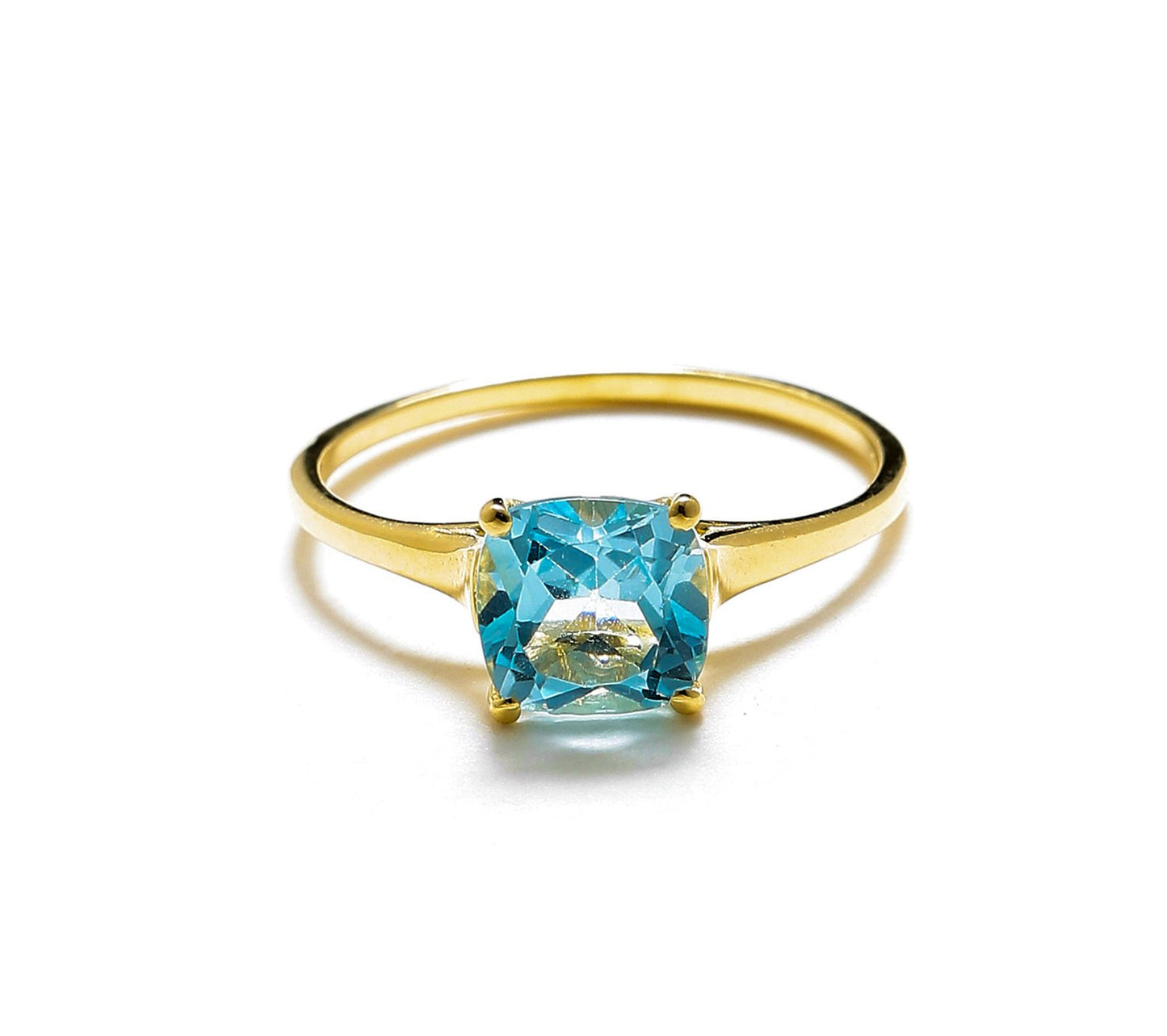 Tiramisu 1.74 ct Sky Blue Topaz Solid 10k Gold Solitaire Ring