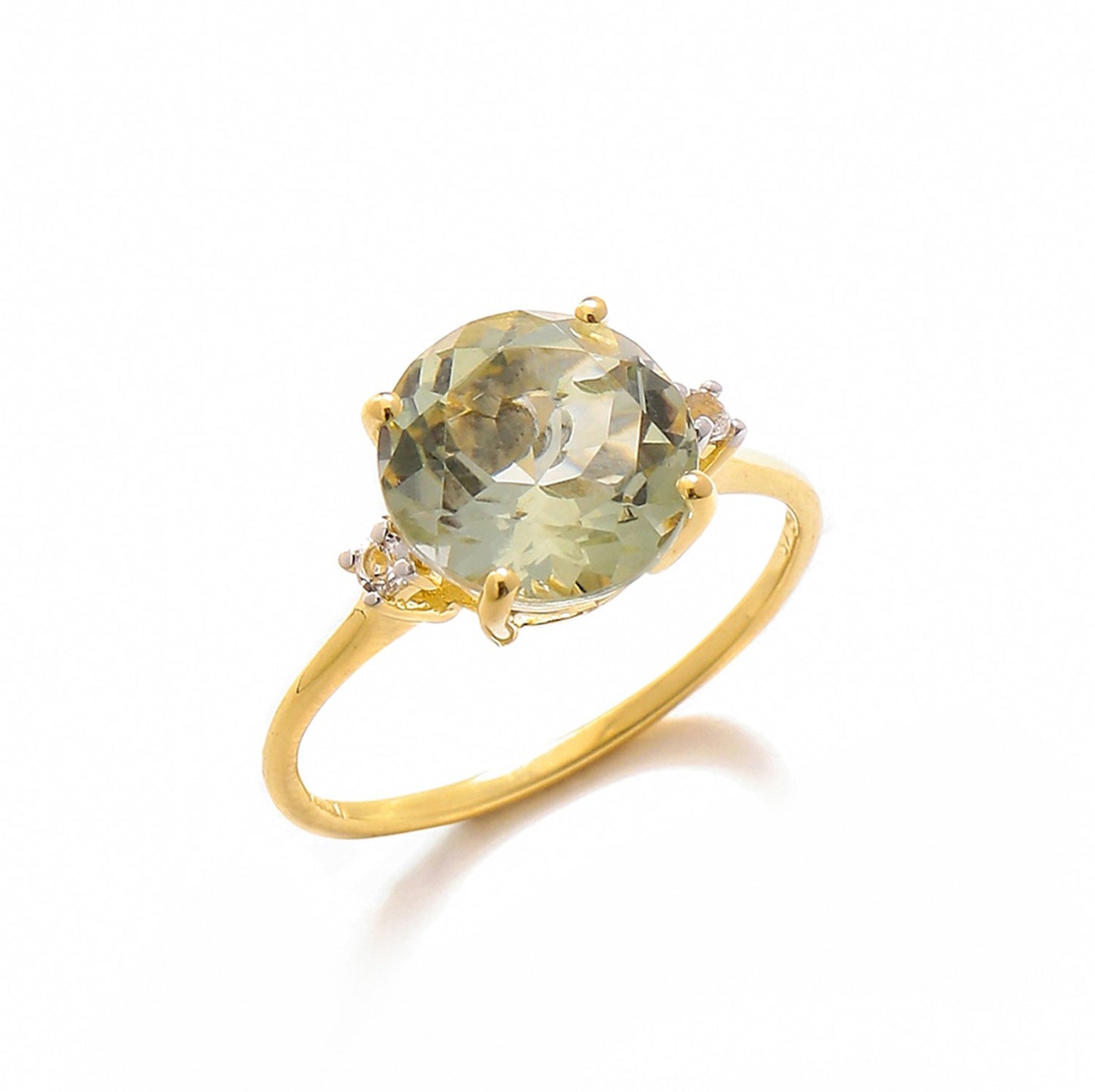 Tiramisu 3.10 Ct Green Amethyst Solid 14k Yellow Gold Ring Jewelry