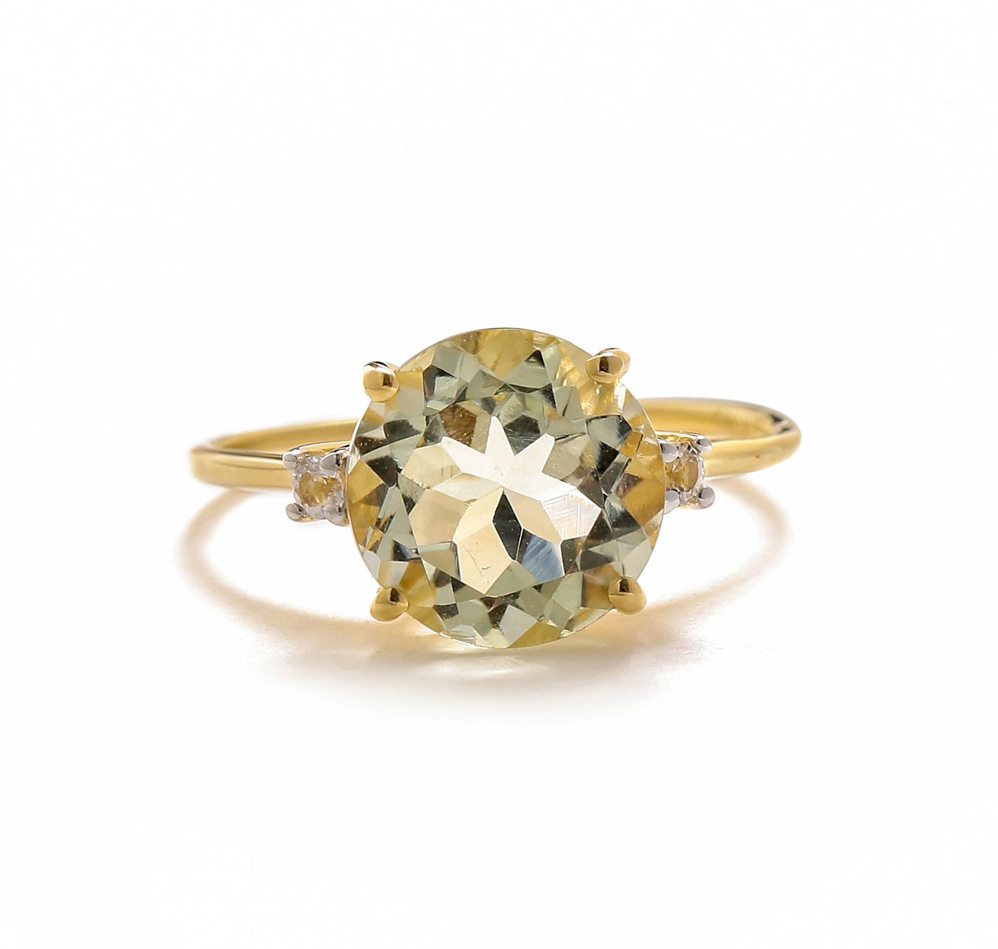 Tiramisu 3.10 Ct Green Amethyst Solid 14k Yellow Gold Ring Jewelry