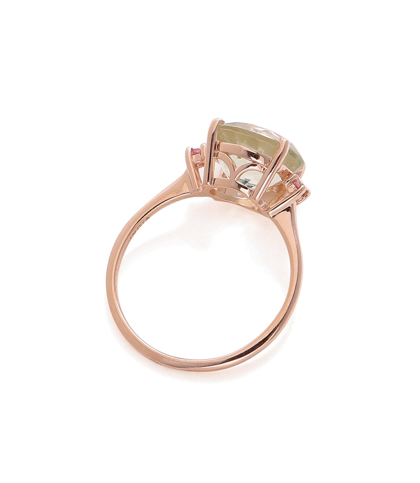 Tiramisu 3.10 Ct Green Amethyst Solid 10k Rose Gold Ring Jewelry