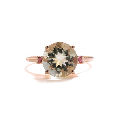Tiramisu 3.10 Ct Green Amethyst Solid 10k Rose Gold Ring Jewelry