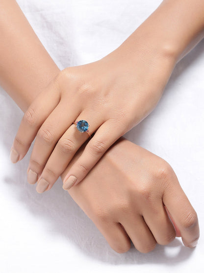 Tiramisu 3.90 Ct London Blue Topaz Pink Tourmaline Solid 10k Rose Gold Ring