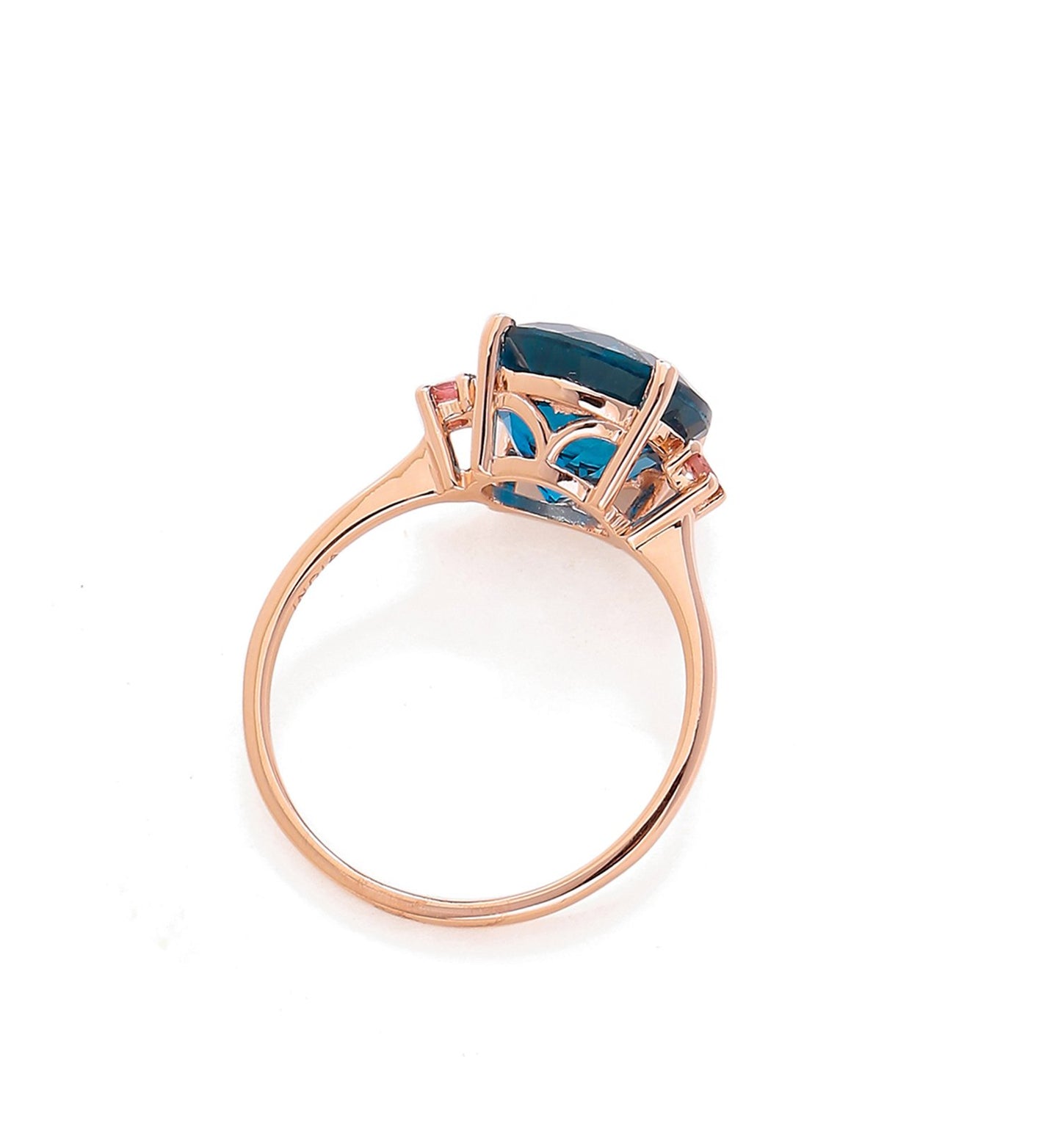 Tiramisu 3.90 Ct London Blue Topaz Pink Tourmaline Solid 10k Rose Gold Ring