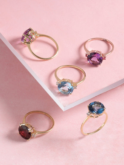 Tiramisu 3.90 Ct London Blue Topaz Pink Tourmaline Solid 10k Rose Gold Ring