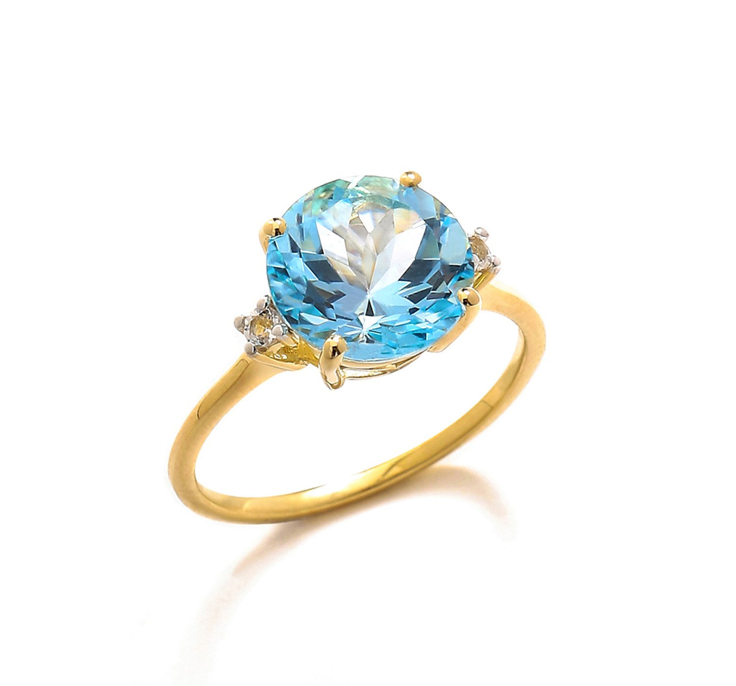 Tiramisu 3.90 Ct Sky Blue Topaz Solid 10k Yellow Gold Ring Jewelry