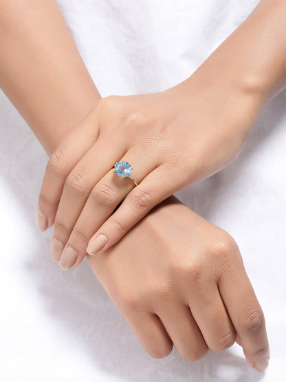 Tiramisu 3.90 Ct Sky Blue Topaz Solid 10k Yellow Gold Ring Jewelry