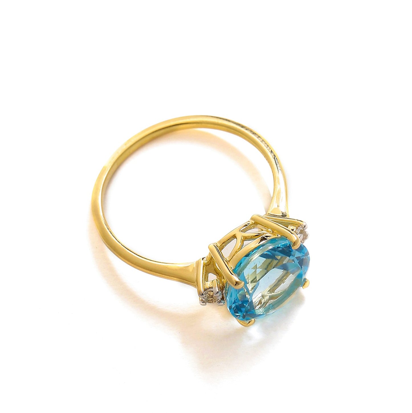 Tiramisu 3.90 Ct Sky Blue Topaz Solid 10k Yellow Gold Ring Jewelry