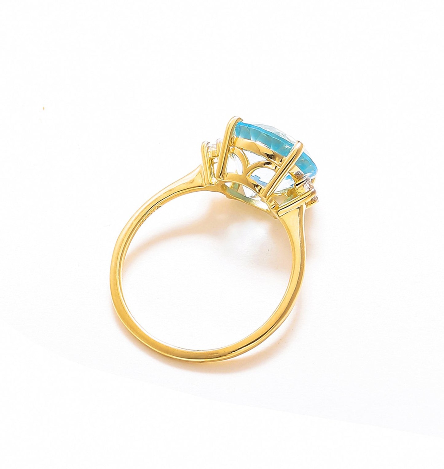 Tiramisu 3.90 Ct Sky Blue Topaz Solid 10k Yellow Gold Ring Jewelry