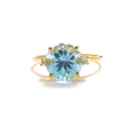 Tiramisu 3.90 Ct Sky Blue Topaz Solid 10k Yellow Gold Ring Jewelry