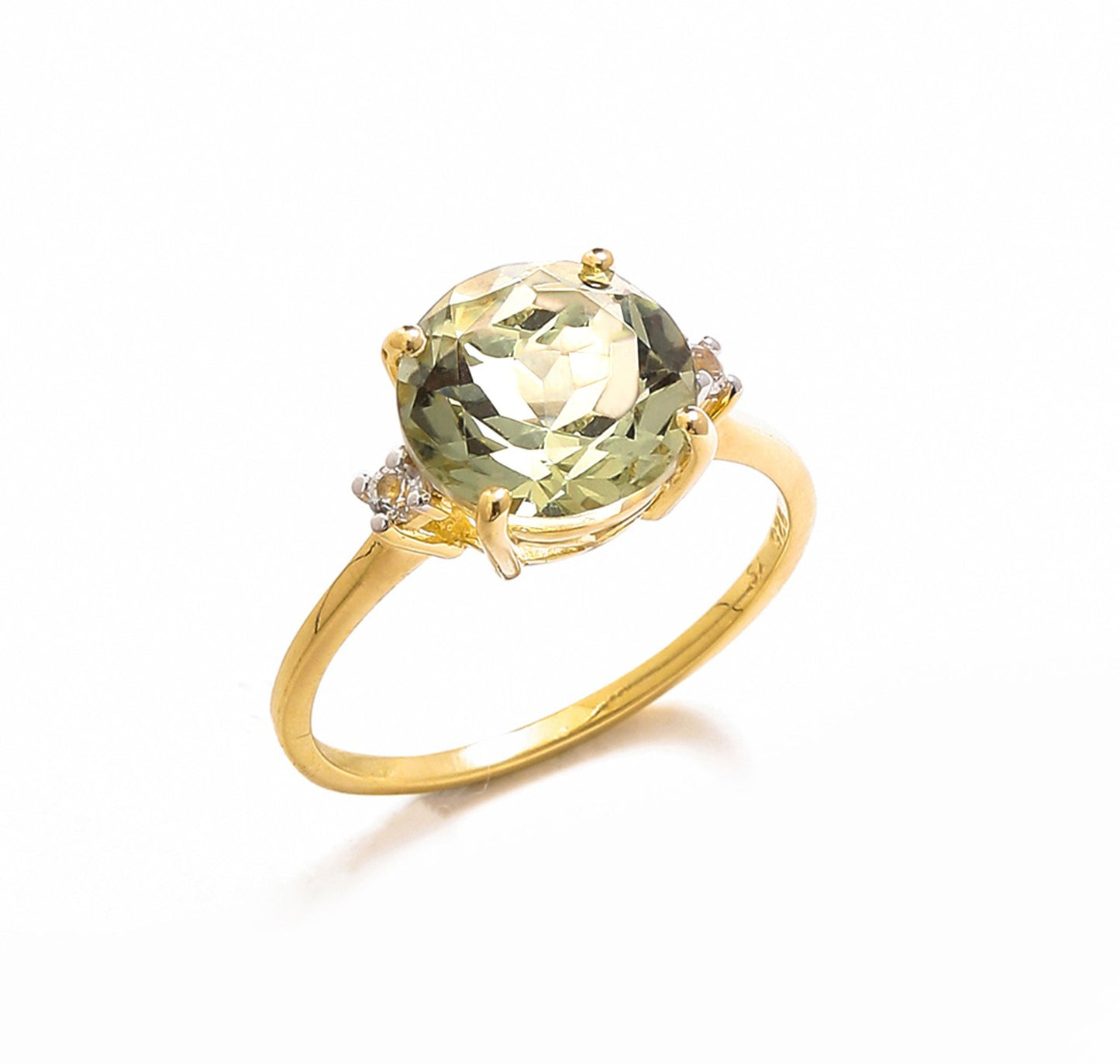 Tiramisu 3.10 Ct Green Amethyst Solid 10k Yellow Gold Ring Jewelry