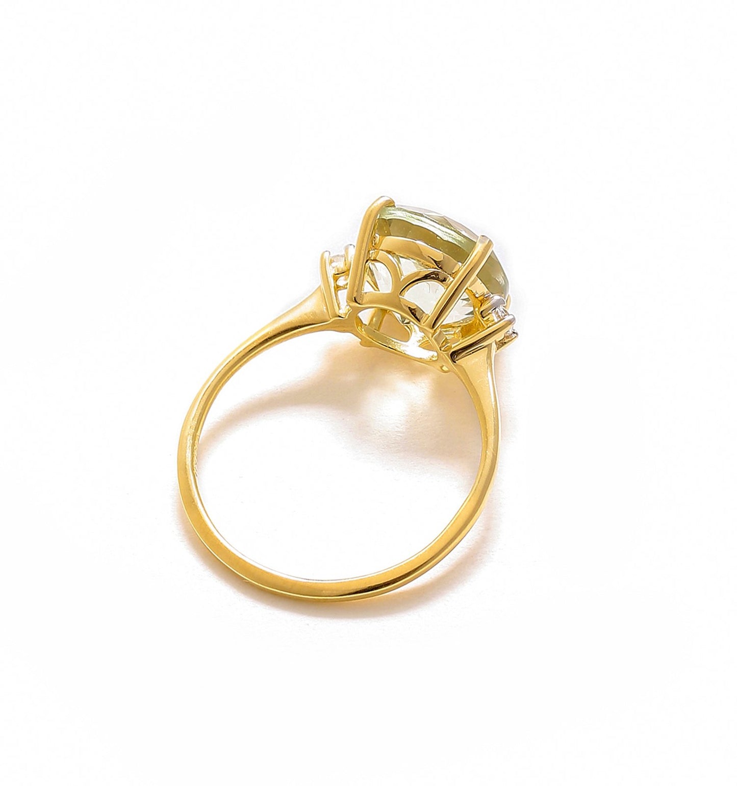 Tiramisu 3.10 Ct Green Amethyst Solid 10k Yellow Gold Ring Jewelry