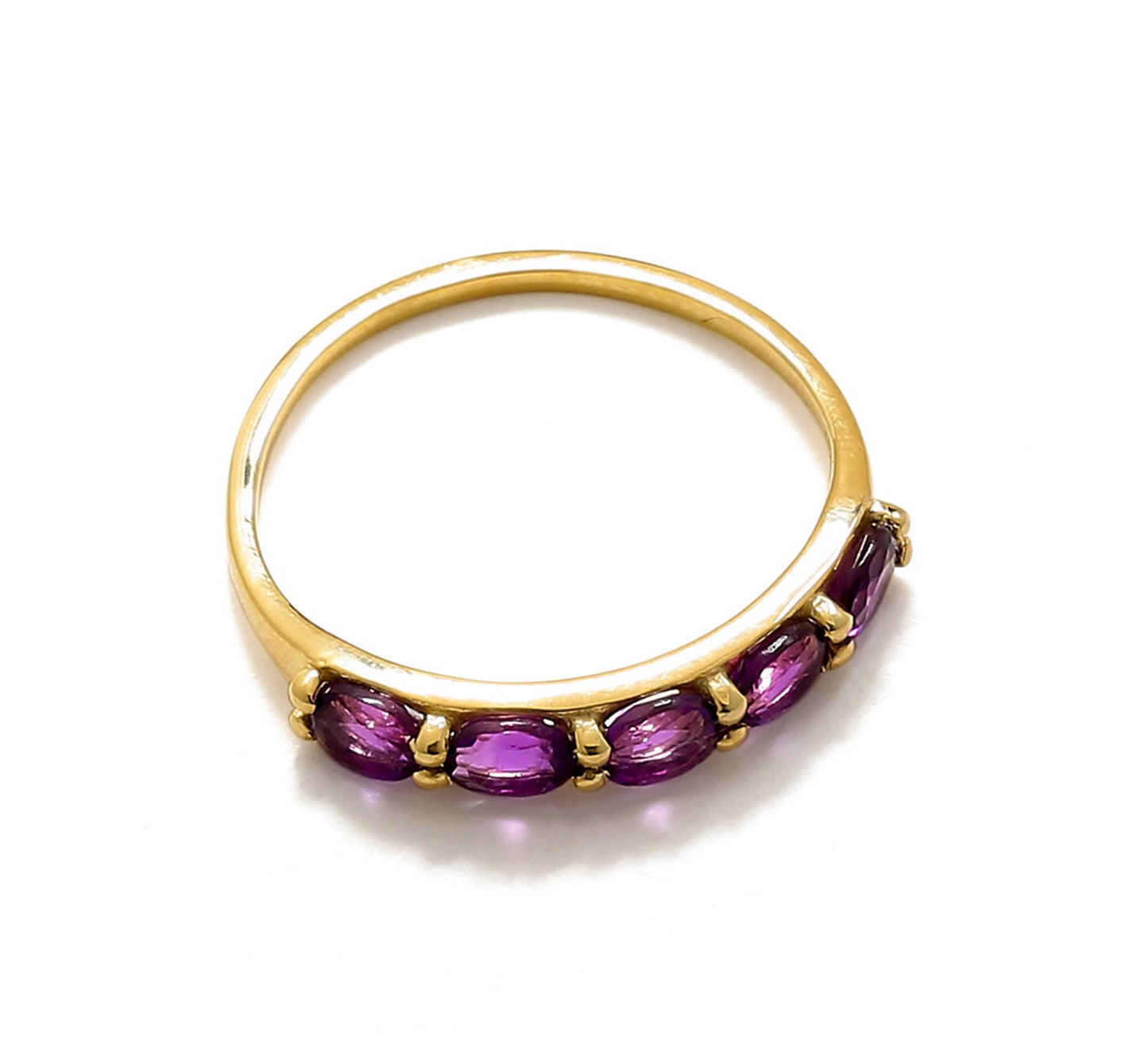 Tiramisu 0.85 Ct Amethyst Solid 10k Yellow Gold Eternity Band Ring Jewelry