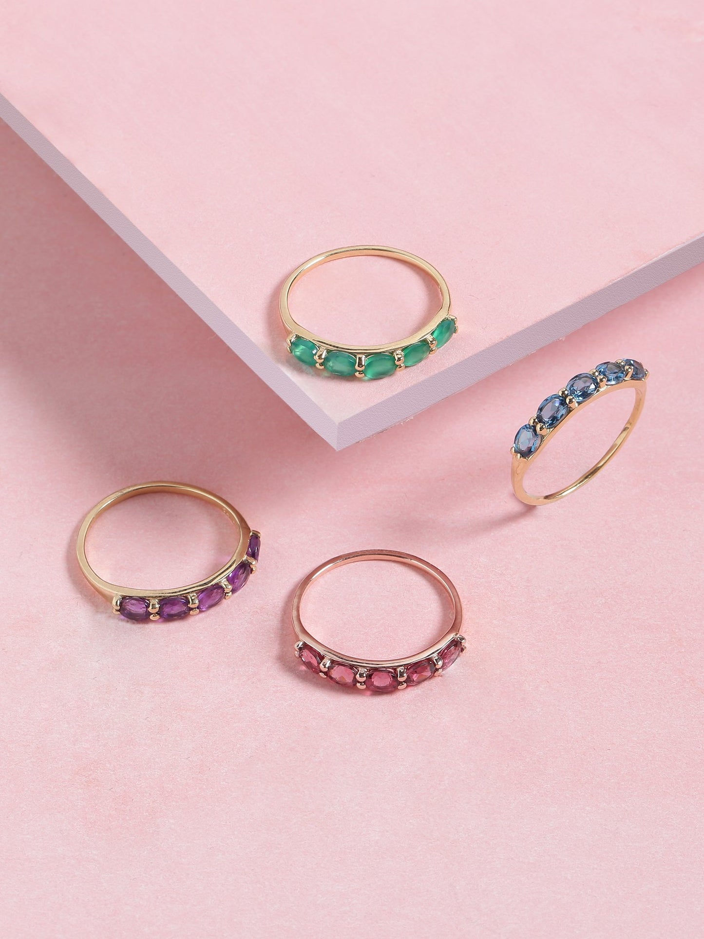 Tiramisu 0.80 ct Green Onyx Solid 10k Gold Eternity Band Ring