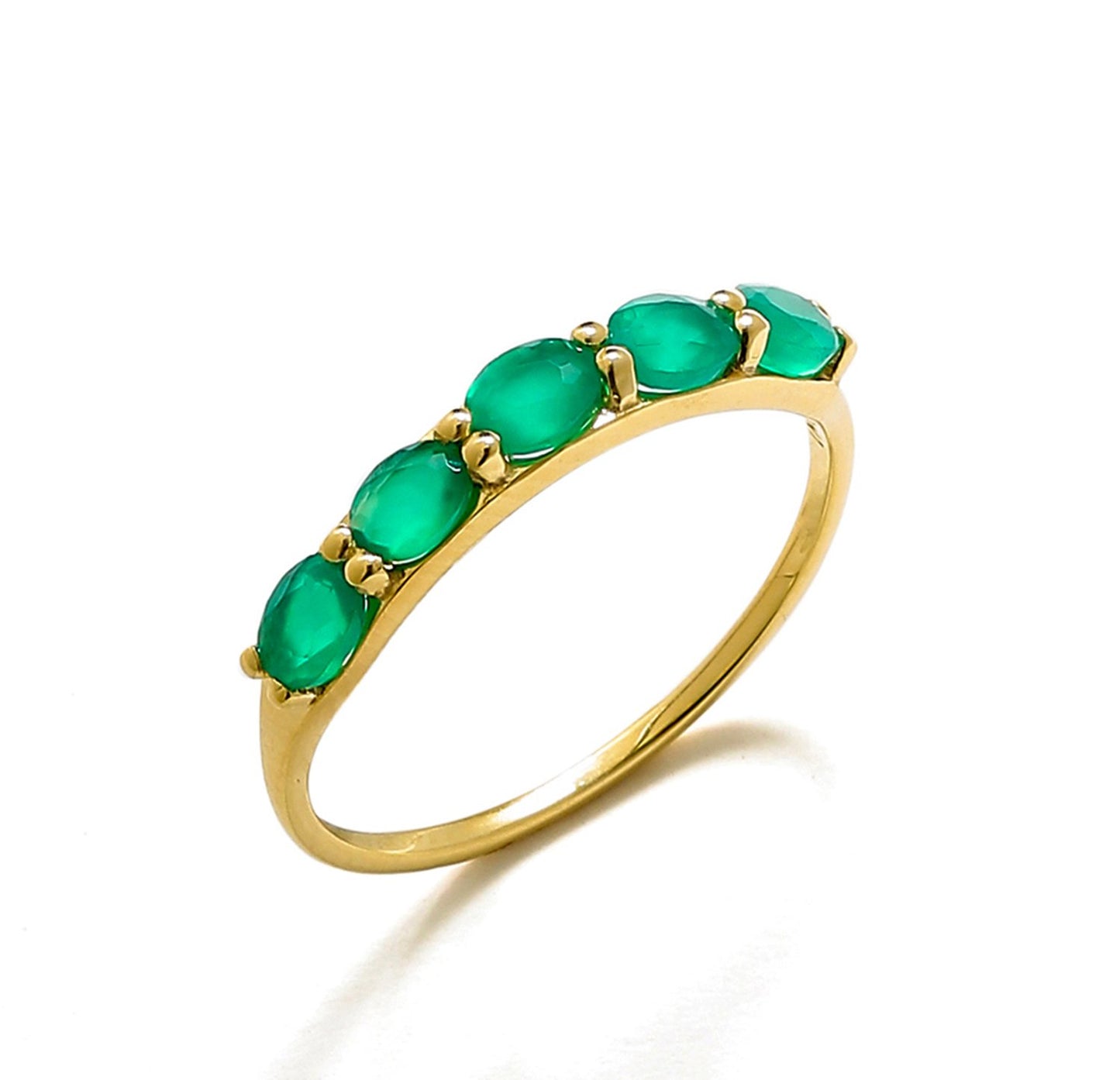 Tiramisu 0.80 ct Green Onyx Solid 10k Gold Eternity Band Ring
