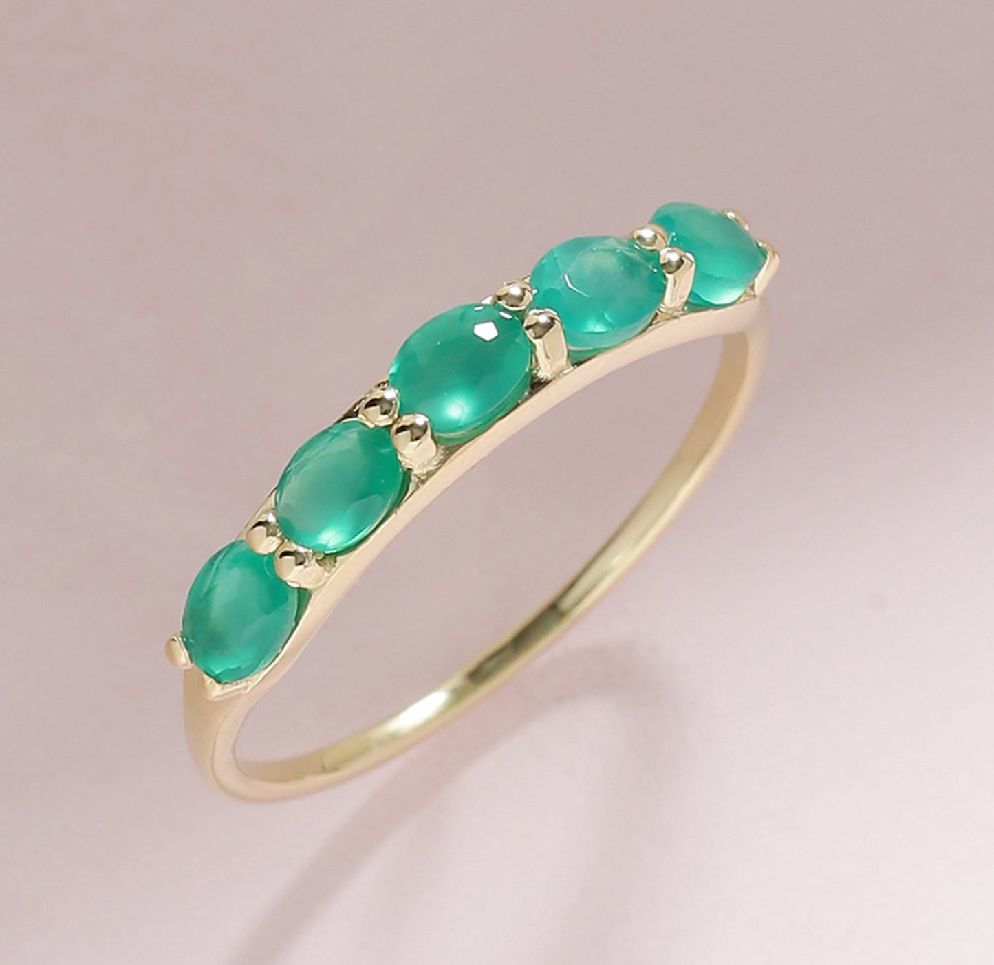 Tiramisu 0.80 ct Green Onyx Solid 10k Gold Eternity Band Ring