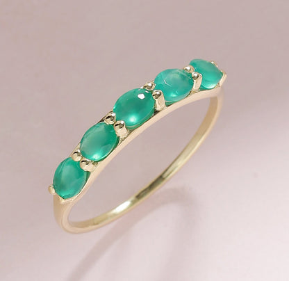 Tiramisu 0.80 ct Green Onyx Solid 10k Gold Eternity Band Ring