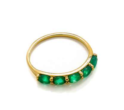 Tiramisu 0.80 ct Green Onyx Solid 10k Gold Eternity Band Ring