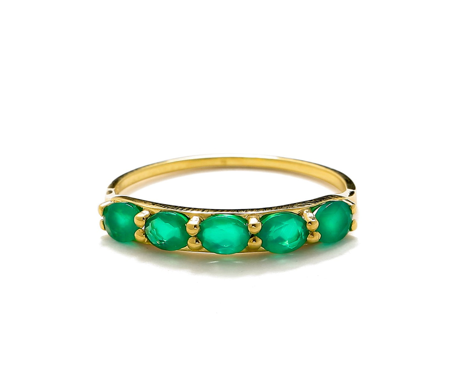 Tiramisu 0.80 ct Green Onyx Solid 10k Gold Eternity Band Ring