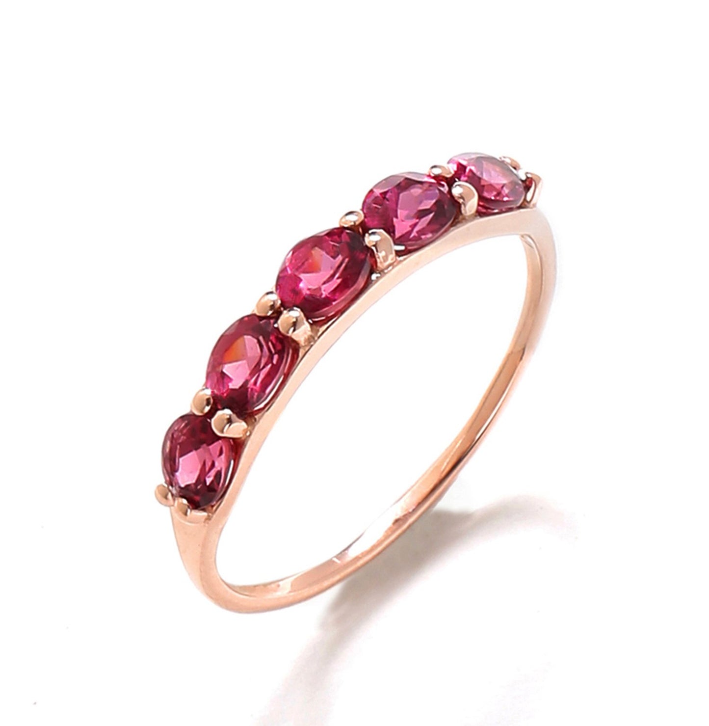 Tiramisu 1.05 Ct Rhodolite Garnet Solid 10k Rose Gold Eternity Band Ring