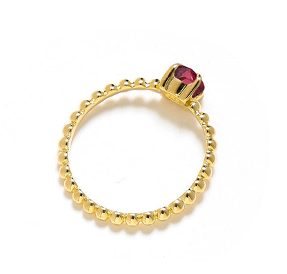 Tiramisu 0.60 Ct Rhodolite Solid 10k Yellow Gold Beaded Solitaire Ring Jewelry