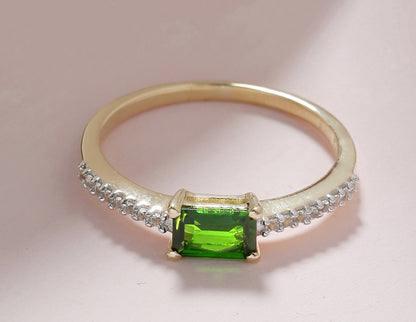 Tiramisu 0.68 Ct Chrome Diopside Solid 10k Yellow Gold Ring Jewelry