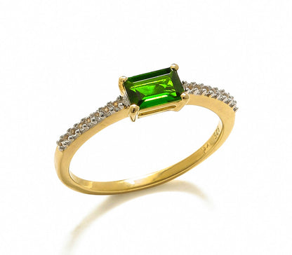 Tiramisu 0.68 Ct Chrome Diopside Solid 10k Yellow Gold Ring Jewelry