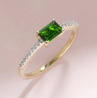 Tiramisu 0.68 Ct Chrome Diopside Solid 10k Yellow Gold Ring Jewelry