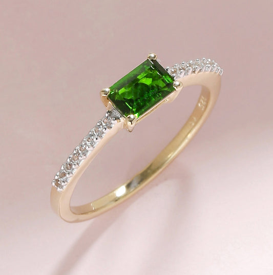 Tiramisu 0.68 Ct Chrome Diopside Solid 10k Yellow Gold Ring Jewelry