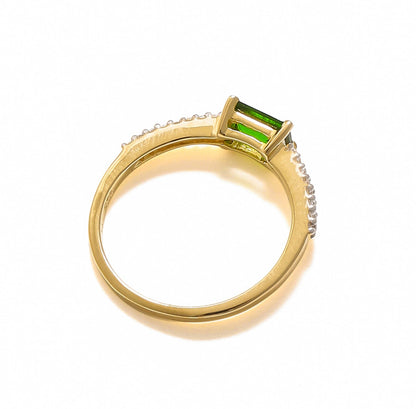 Tiramisu 0.68 Ct Chrome Diopside Solid 10k Yellow Gold Ring Jewelry