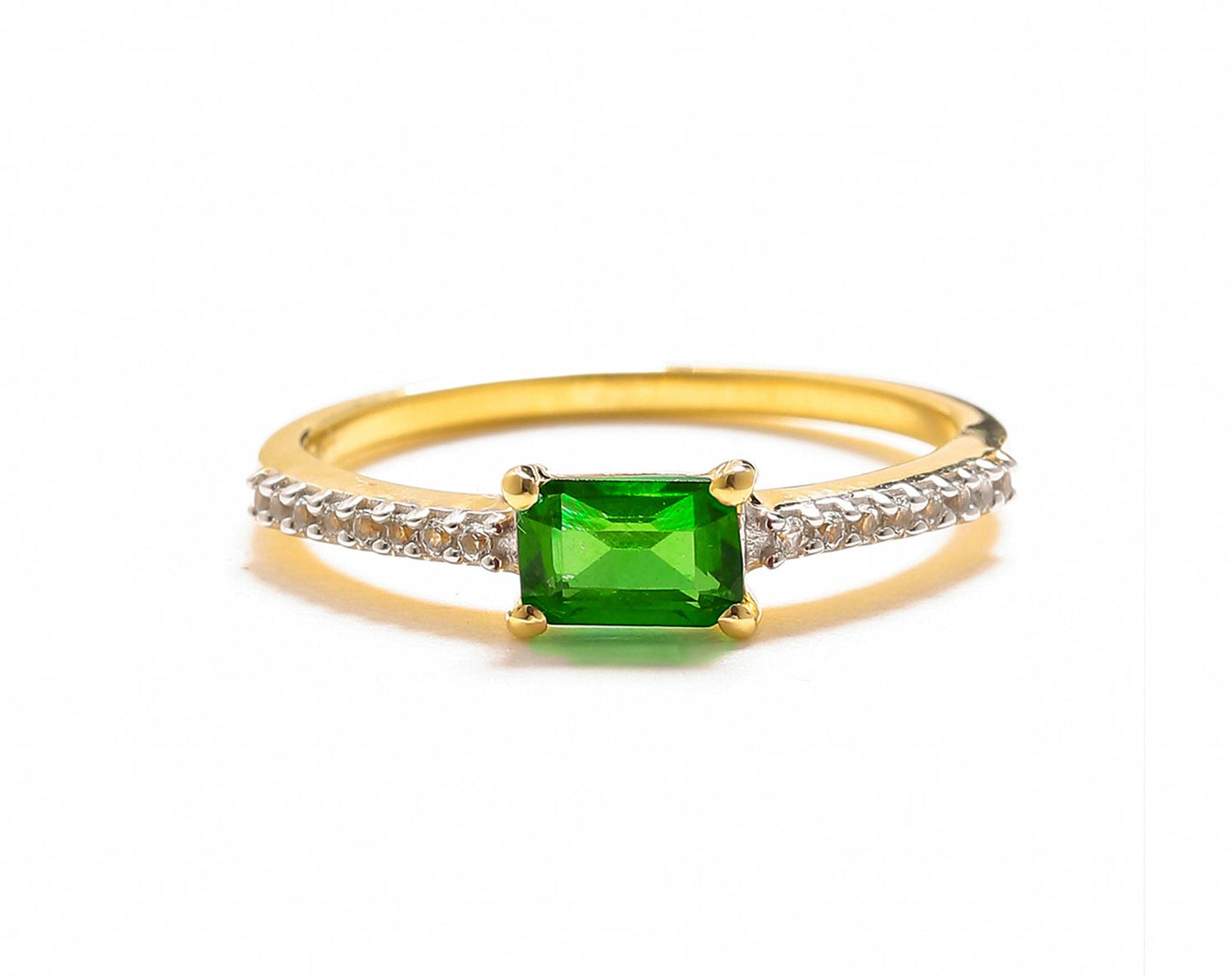 Tiramisu 0.68 Ct Chrome Diopside Solid 10k Yellow Gold Ring Jewelry