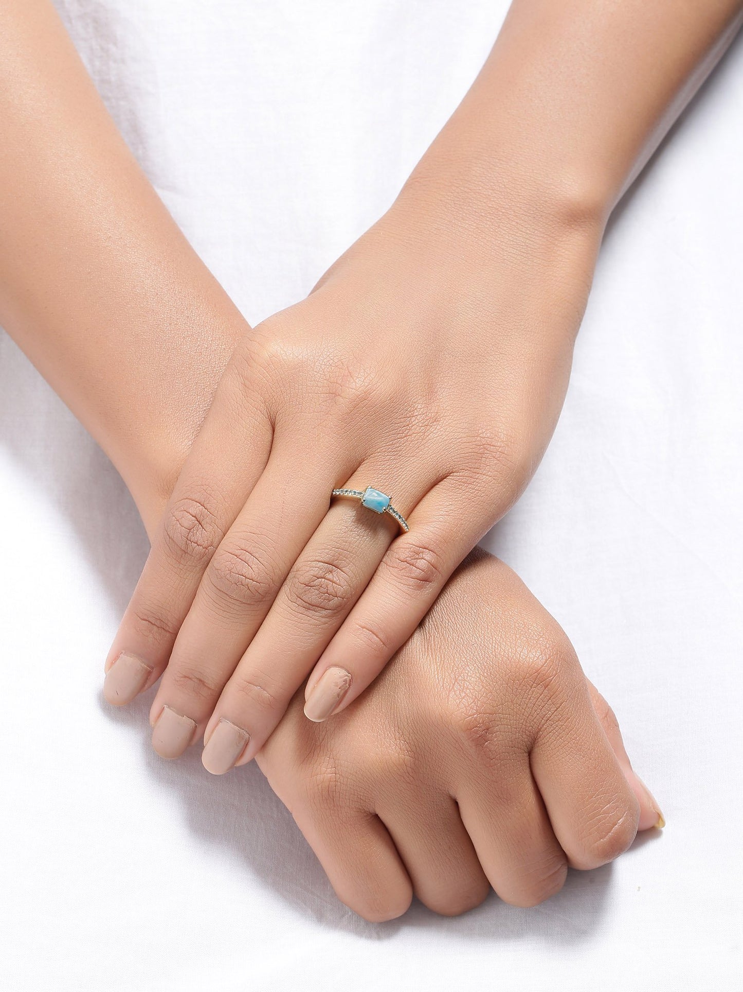 Tiramisu 0.69 Ct Larimar London Blue Topaz Solid 10k Yellow Gold Ring Jewelry