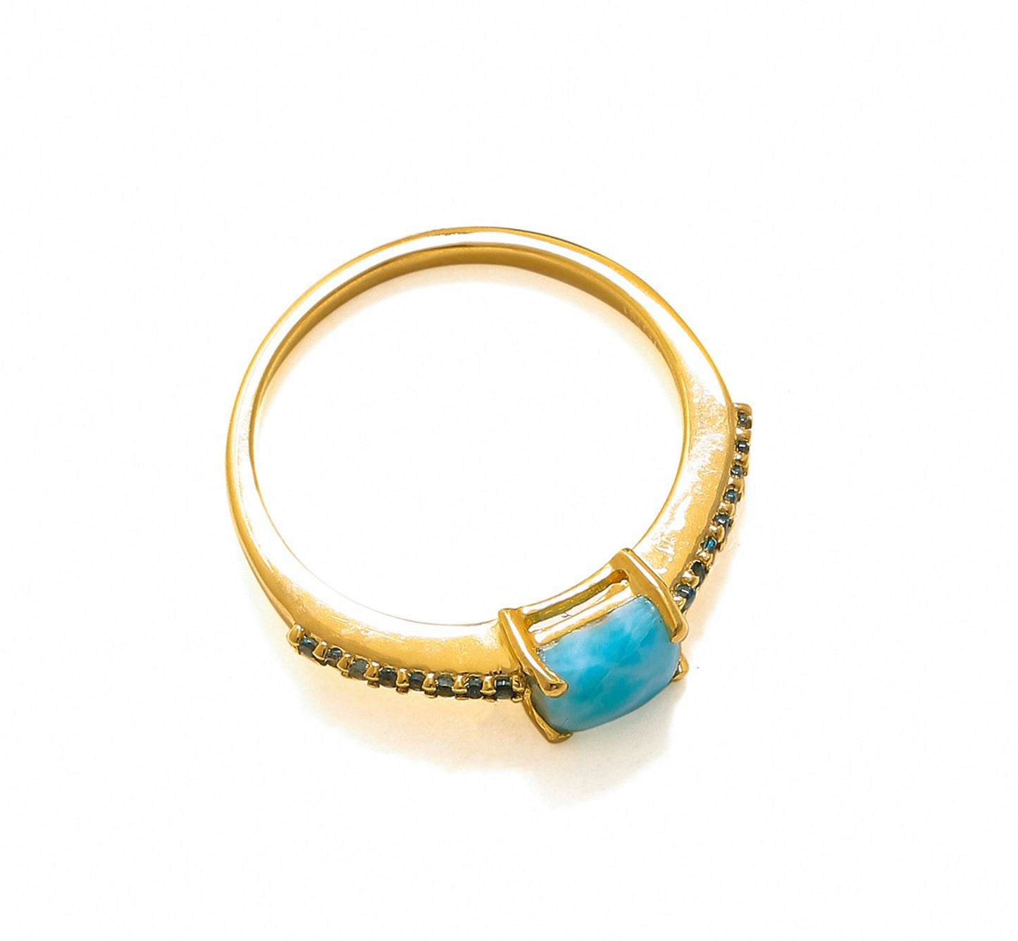 Tiramisu 0.69 Ct Larimar London Blue Topaz Solid 10k Yellow Gold Ring Jewelry