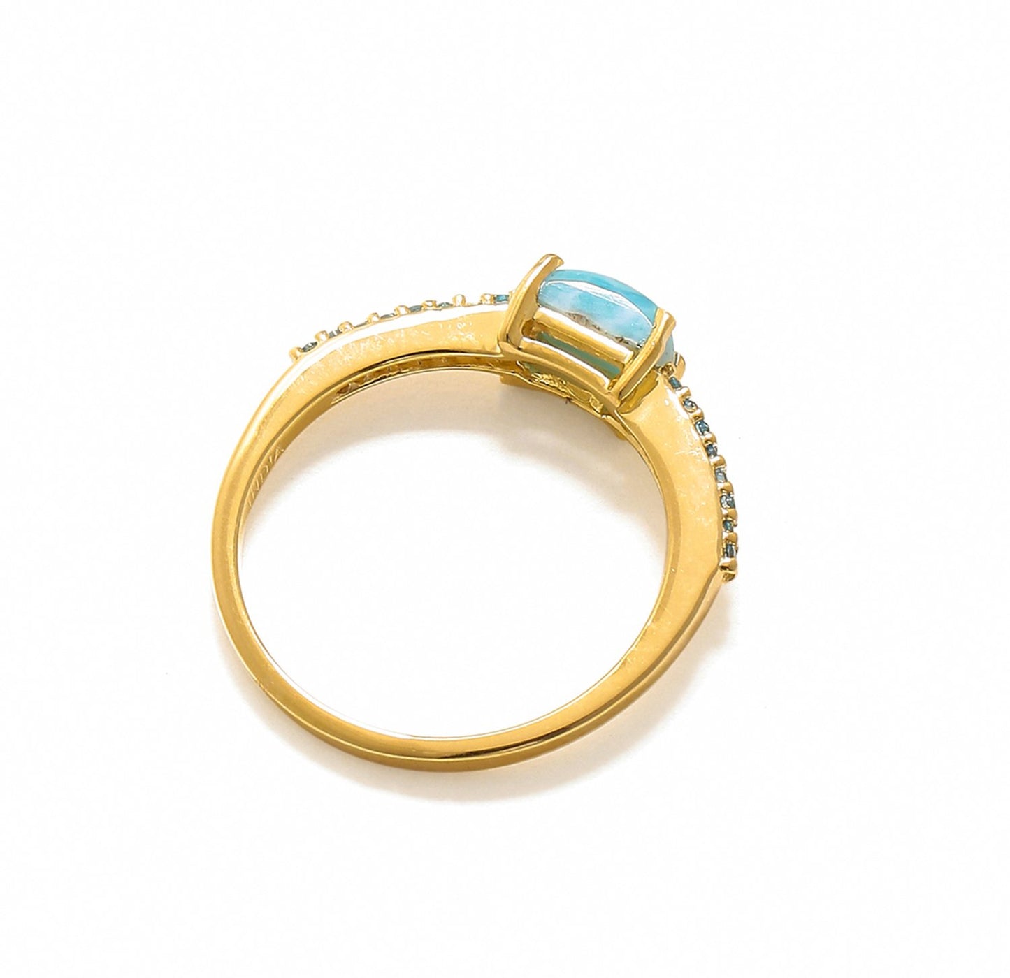 Tiramisu 0.69 Ct Larimar London Blue Topaz Solid 10k Yellow Gold Ring Jewelry