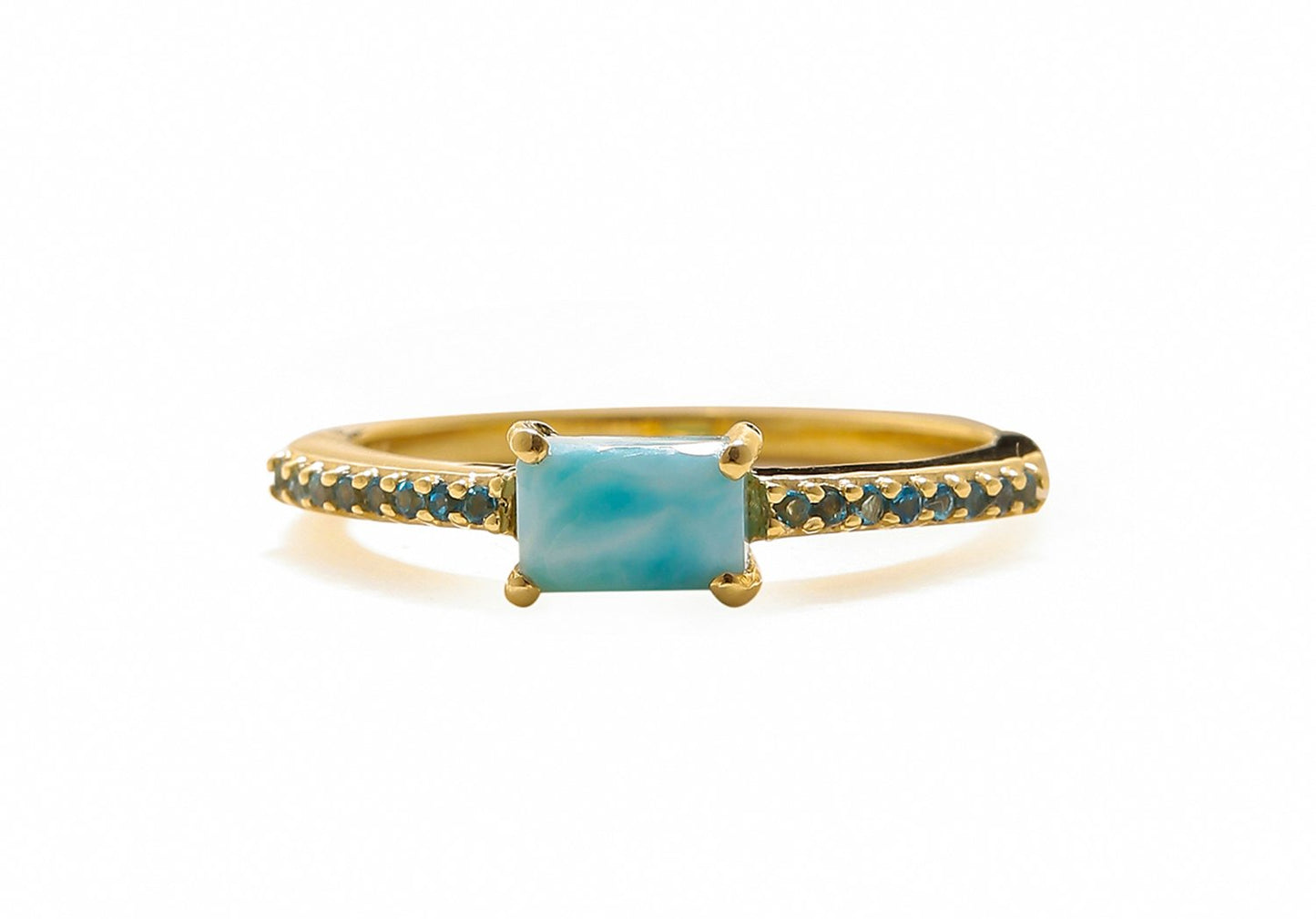 Tiramisu 0.69 Ct Larimar London Blue Topaz Solid 10k Yellow Gold Ring Jewelry