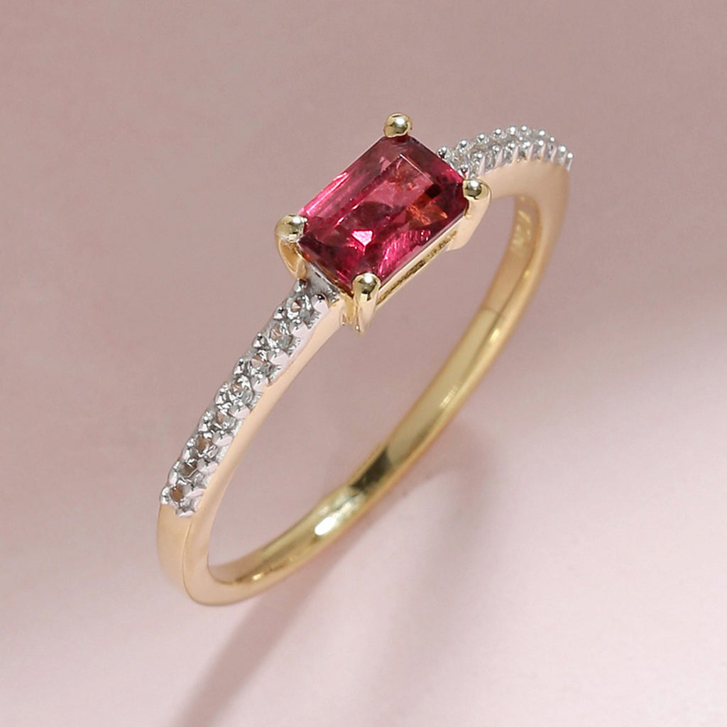 Tiramisu 0.90 Ct Rhodolite Garnet Solid 10k Yellow Gold Ring Jewelry