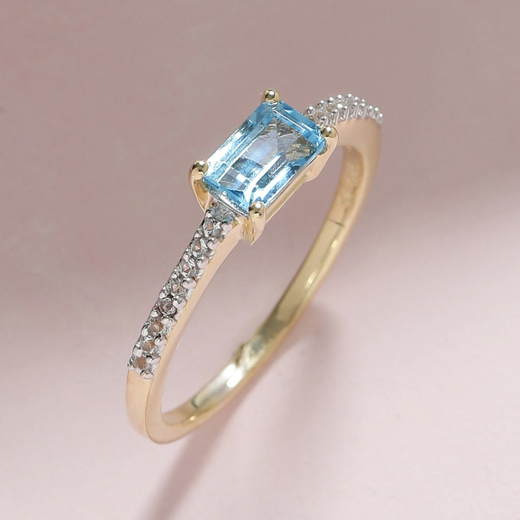 Tiramisu 0.92 Ct Sky Blue Topaz Solid 10k Yellow Gold Ring Jewelry