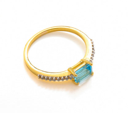 Tiramisu 0.92 Ct Sky Blue Topaz Solid 10k Yellow Gold Ring Jewelry