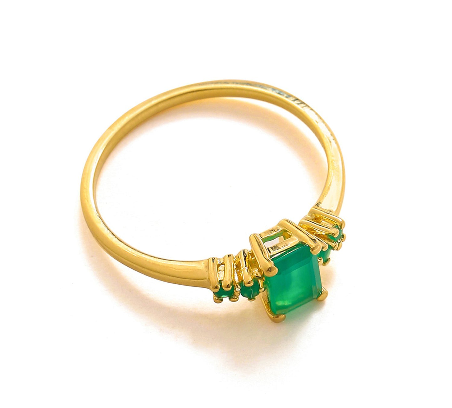 Tiramisu 0.78 Ct Green Onyx Solid 10k Yellow Gold Ring Jewelry