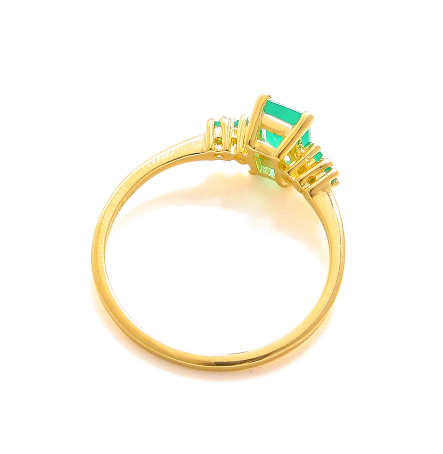 Tiramisu 0.78 Ct Green Onyx Solid 10k Yellow Gold Ring Jewelry