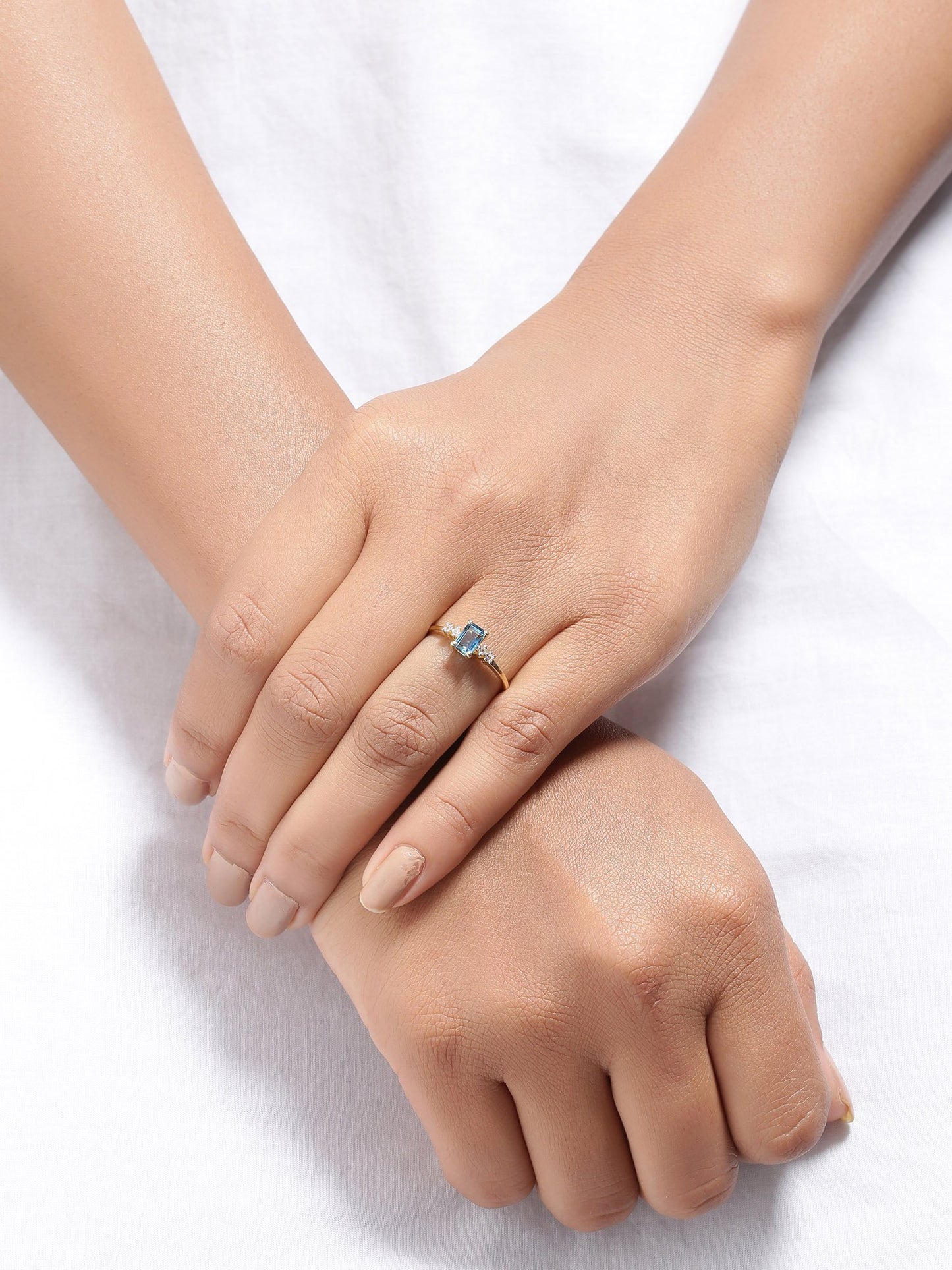 Tiramisu 0.77 Ct London Blue Topaz Solid 10k Yellow Gold Ring Jewelry