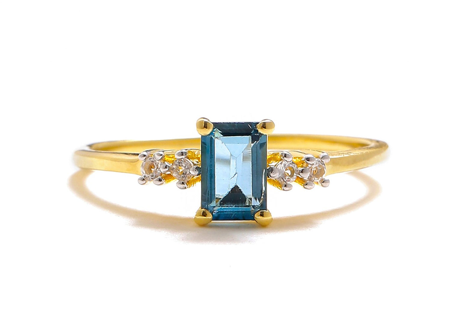 Tiramisu 0.77 Ct London Blue Topaz Solid 10k Yellow Gold Ring Jewelry