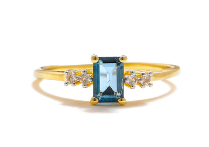Tiramisu 0.77 Ct London Blue Topaz Solid 10k Yellow Gold Ring Jewelry