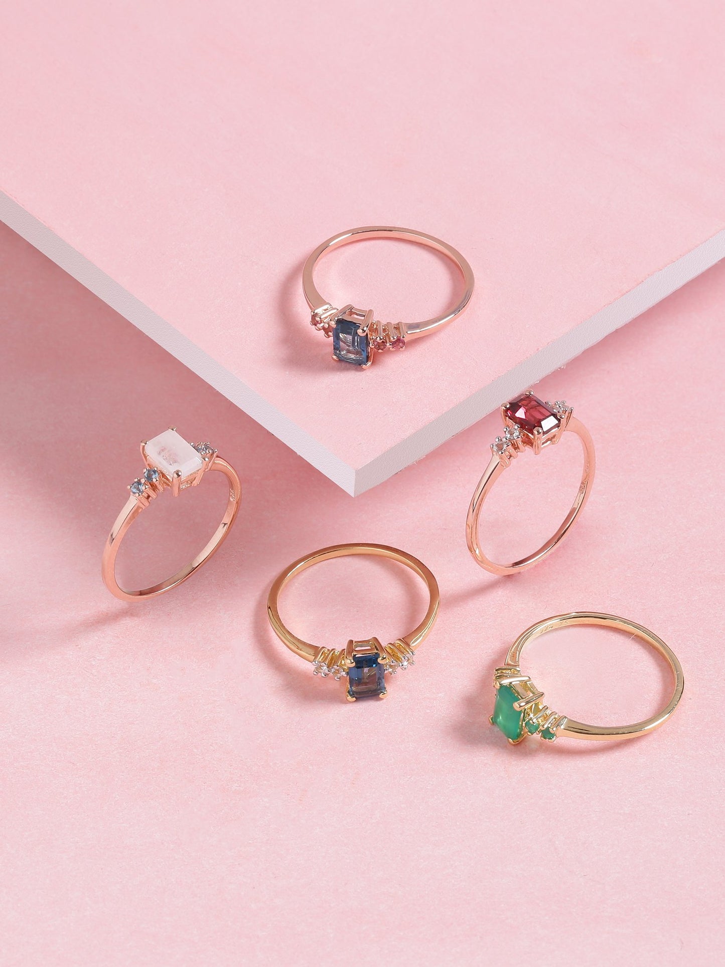 Tiramisu 0.77 Ct London Blue Topaz Pink Tourmaline Solid 10k Rose Gold Ring