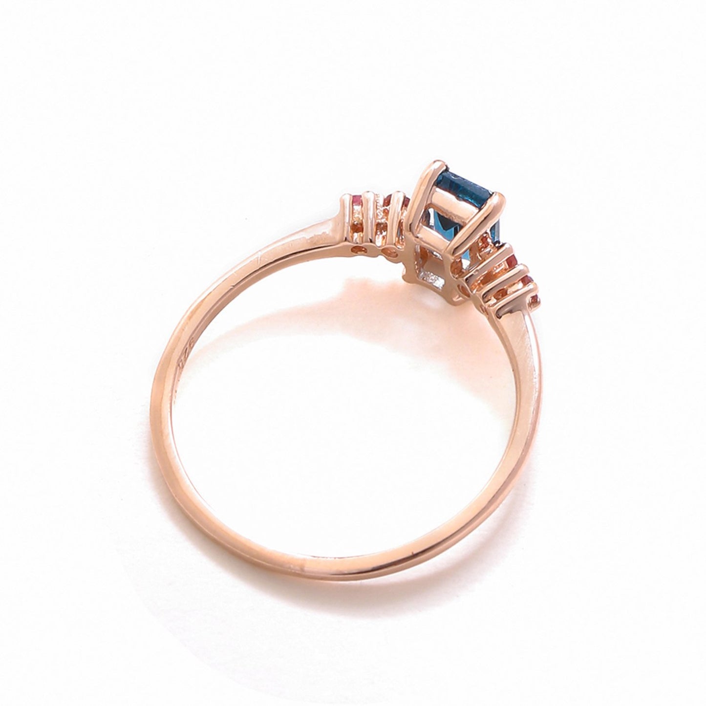 Tiramisu 0.77 Ct London Blue Topaz Pink Tourmaline Solid 10k Rose Gold Ring