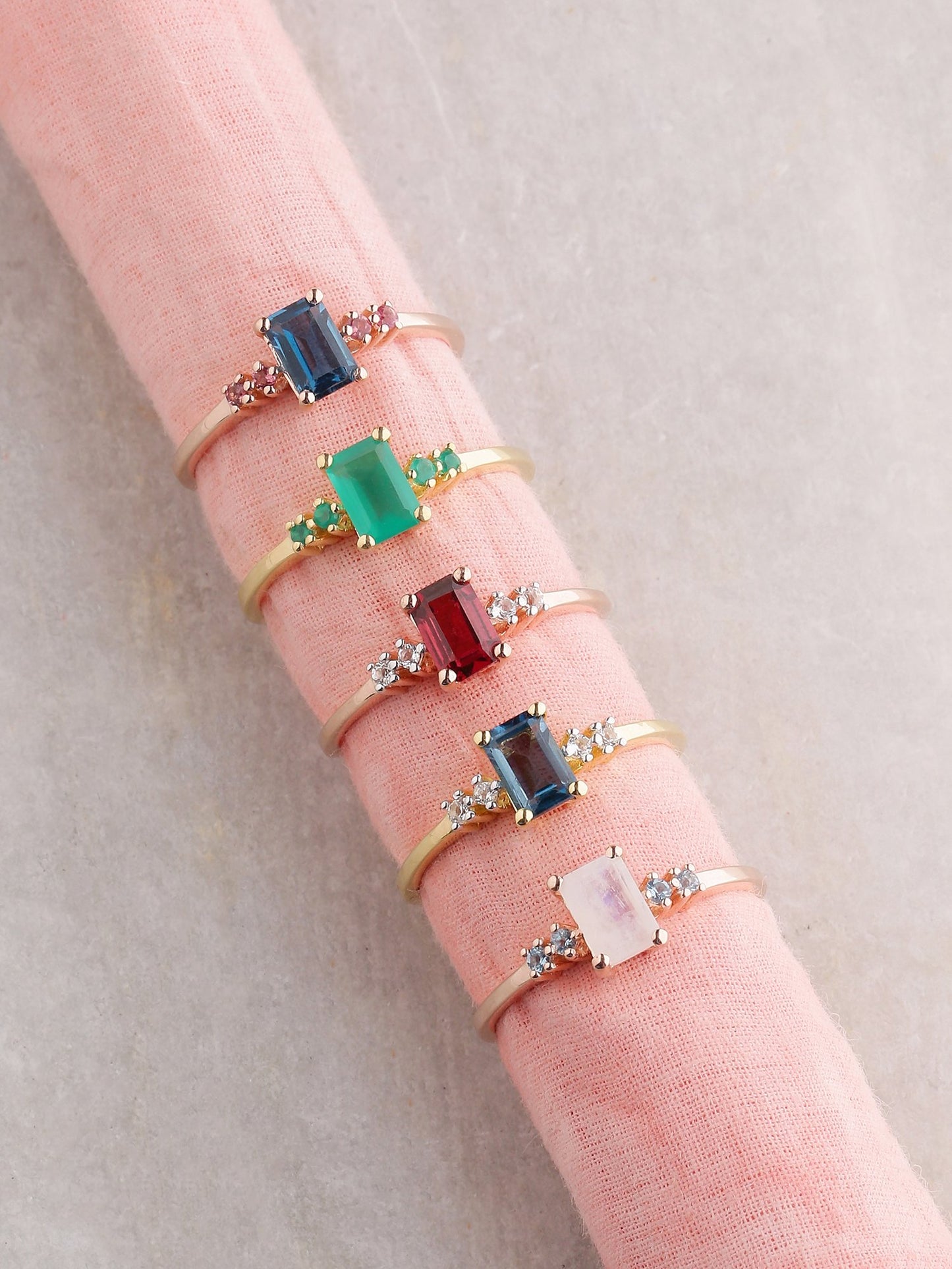 Tiramisu 0.77 Ct London Blue Topaz Pink Tourmaline Solid 10k Rose Gold Ring