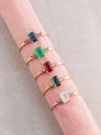 Tiramisu 0.77 Ct London Blue Topaz Pink Tourmaline Solid 10k Rose Gold Ring