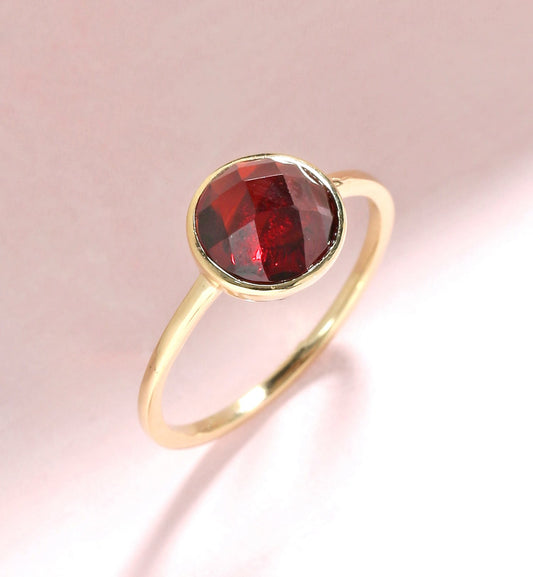 Tiramisu 2.20 Ct Garnet Solid 10k Yellow Gold Ring Jewelry